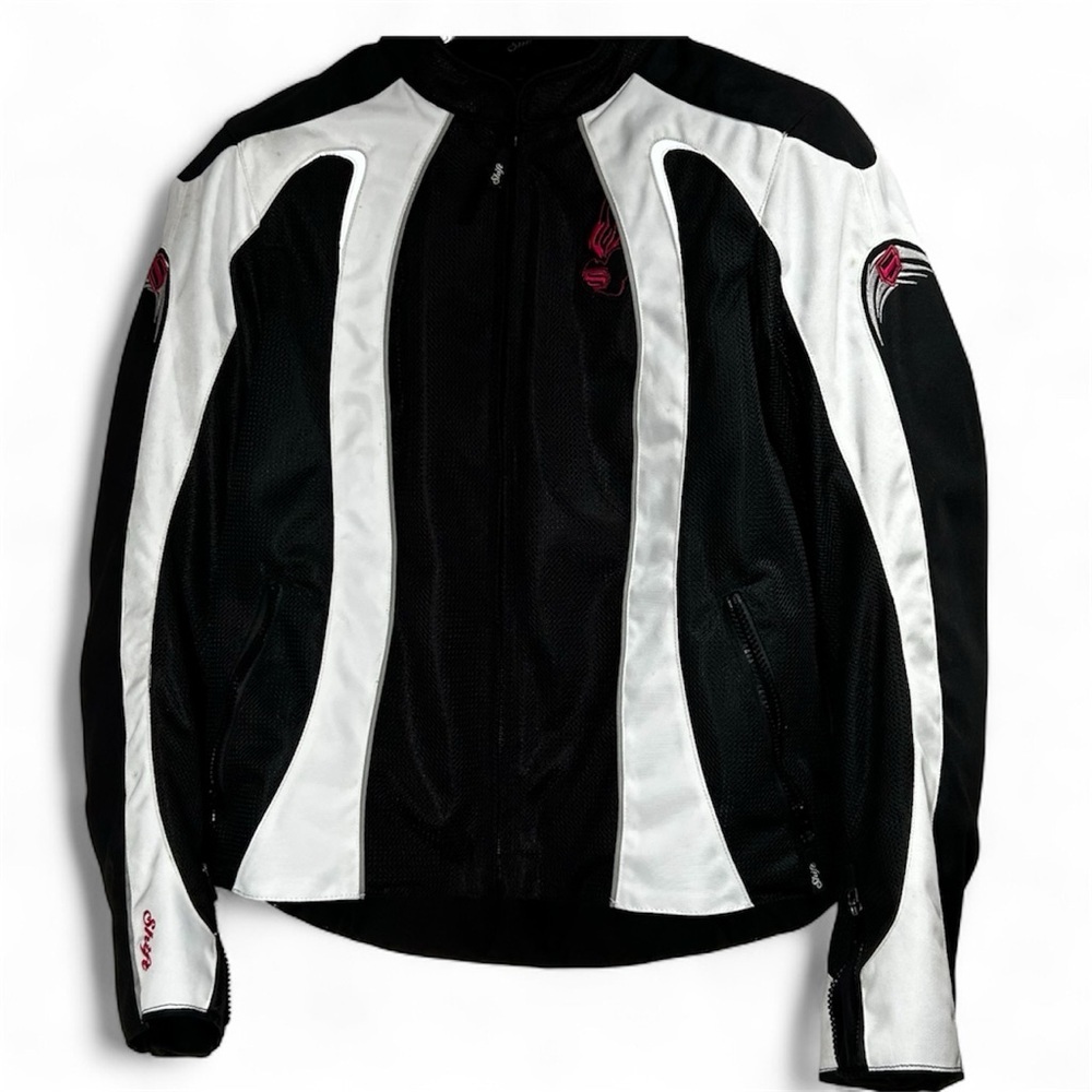 SHIFT Women’s Black and White Padded Motorcycle Jacket Size Large